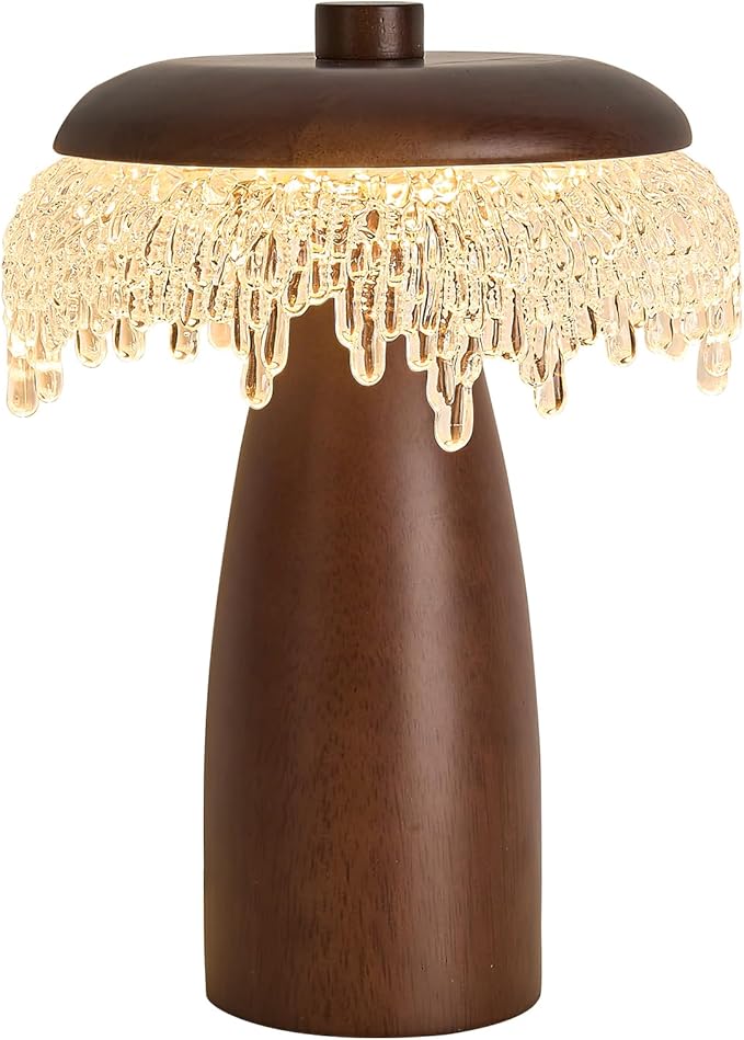 Wood LED Table Lamp,3 Color Temperature Table Lamps,12W Modern Table Lamp Plug-in Bedside Lamp for Bedroom,Nightstand,Living Room