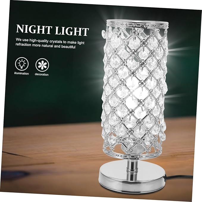 1pc Crystal Table Lamp for Indoor Use Durable Stylish Desktop Light with Button Switch for Home Decor and Dormitory Atmosphere