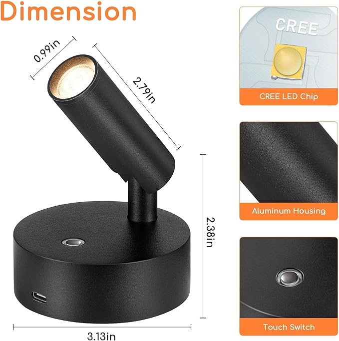 LED Wireless Spotlights Indoor with Remote Rechargeable Uplights with Timer Dimmable CRI 90+ Picture Light Battery Operated Spot Lights Indoor Accent Uplighting for Plant Reading, 2 Pack