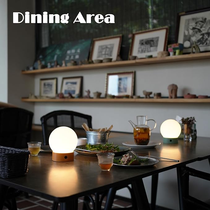 Small Cute Cordless Table Lamp Rechargeable, Battery Operated Shower Lamp Waterproof, Touch Dimmable Globe Ambient Light for Outdoor/Bedside/Patio/Dining (Green)