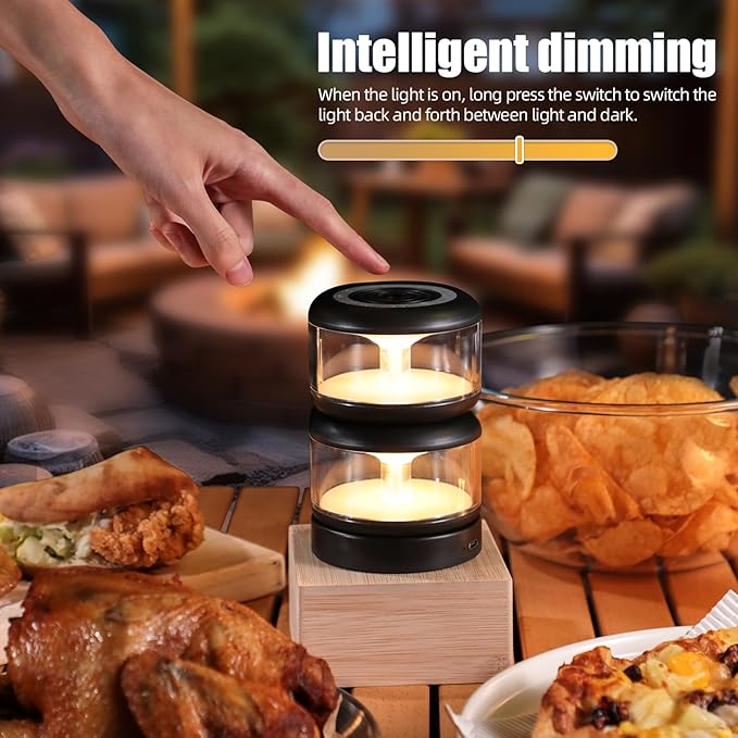 oneleaf Atmosphere Light Portable LED Night Light, Candle lamp, Three Lights with a Charging Base, Touch Switch Cordless Rechargeable Washroom,Stair,Bedroom,Camping(Black)