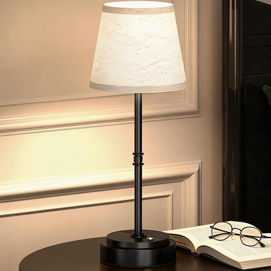 Cordless Table Lamp Rechargeable Black - 1 Pack 7500mAH Battery Operated Lamp for Decor, 3000K Stepless Dimming Touch Control Wireless Lamp for Bedroom, Dining Table, Counter, Living Room