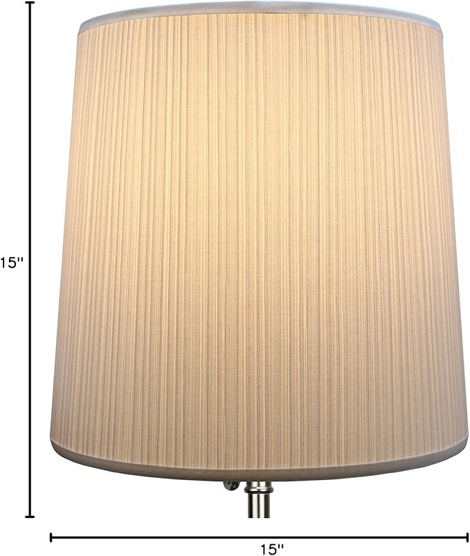 FenchelShades.com Lampshade 13" Top Diameter x 15" Bottom Diameter x 15" Slant Height with Washer (Spider) Attachment for Lamps with a Harp (Pleated White)