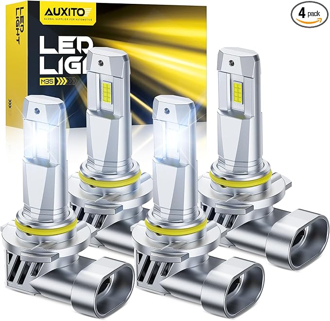 AUXITO 9005 9006 Light Bulbs, 80000LM 900% Super Brighterness 1:1 Mini Size with Cooling Fan, Truly Plug And Play, All-in-One, Pack of 4