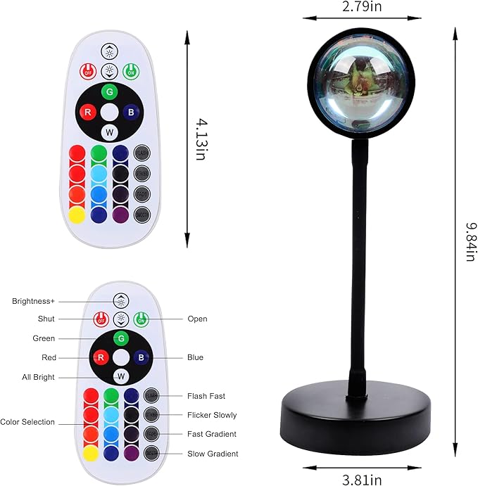 Sunset Lamp, Lights,Sunset Projection Lamp 16 RGB Color Changing Night Light 360 Degree Bracket for Self-Media Light Romantic Wedding Birthday Party Bar Restaurant Photo Background Gifts