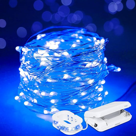 Aogist 4-Pack 16FT Fairy Lights with Spool,Ultra-Bright 50 LEDs Battery Operated Copper Wire String Light for Bedroom Christmas Wedding Centerpiece Parties Decoration,Blue