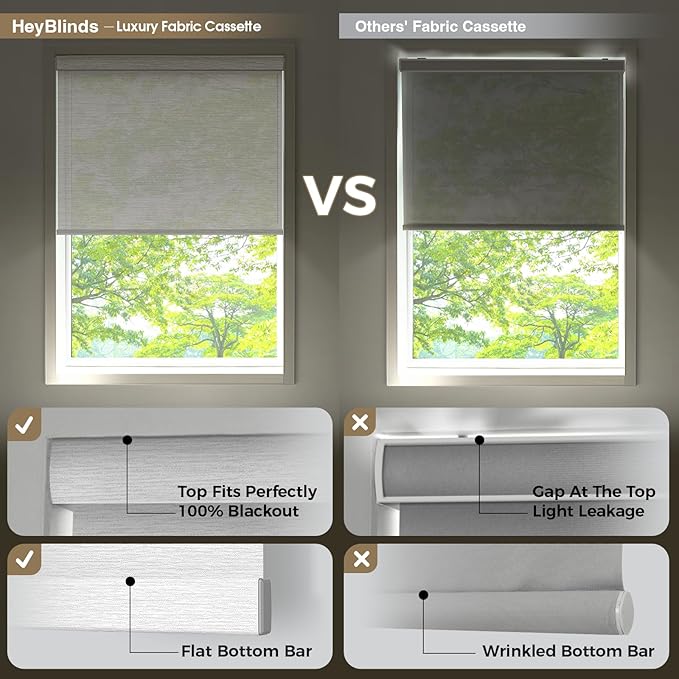 HeyBlinds Motorized Roller Shades, Smart Blinds for Windows, Remote Automatic Window Shades, Electric Shades, Light Filtering, Compatible with Alexa Google Apple Home (Silver Lining-Misty Grey LF)