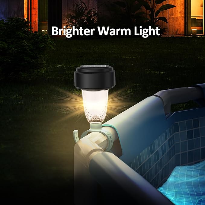 Solar Pool Lights - 6 Pack, Pool Light for Framed Above Ground Pools, Outdoor Swimming Pool Fence Decoration Accessories, Waterproof LED Pool Solar Lights, Pool Enclosure Lighting Decor