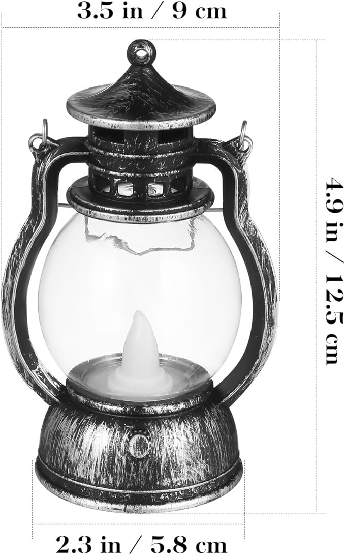 Kisangel Retro Handheld Lantern Battery Operated Decorative Lamp with Handle for Indoor Bar Party Atmosphere Scene Lighting 4.92X3.07X2.28In(Includes Battery, Random Style)