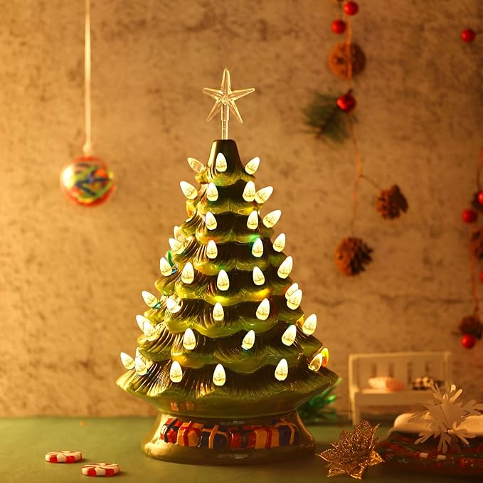 Boao 100 Pieces Ceramic Christmas Tree Bulbs and 5 Stars Replacement Plastic Bulbs for Ceramic Christmas Tree Decorations(4.7 mm Diameter,Transparent)