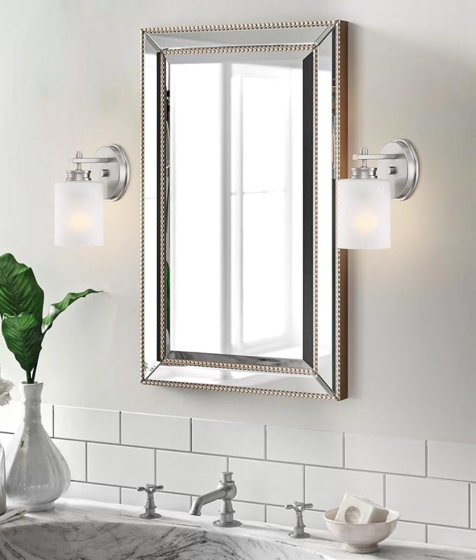 Kira Home Phoebe 8" Modern Wall Sconce/Vanity Light + Frosted Seeded Glass Shade, Brushed Nickel Finish