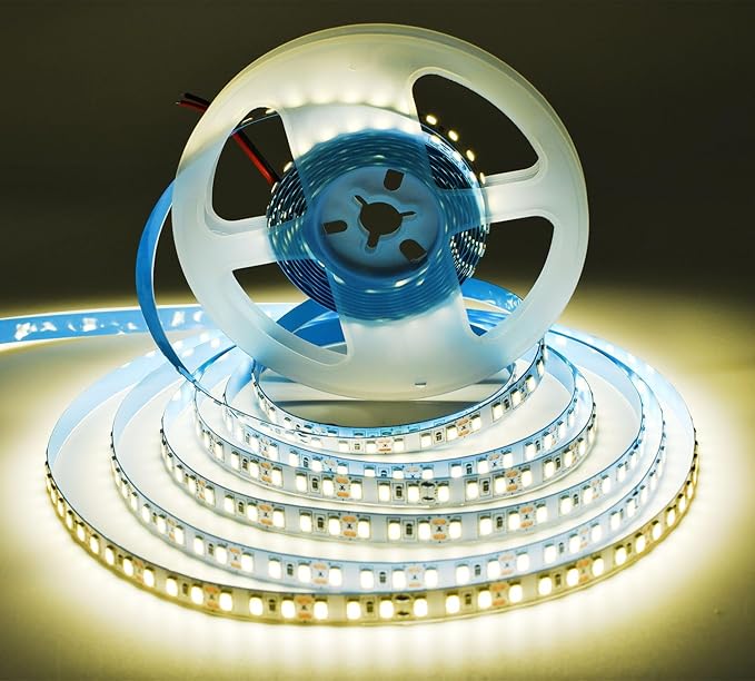AC110-130V LED Strip Lights，Dimmable 10000LM 16.4ft/5m SMD 2835 600 LEDs Waterproof IP68 LED Lights Strip Ribbon, More Brightness Than Low Voltage LED Strip Lights (Natural White 4000K)