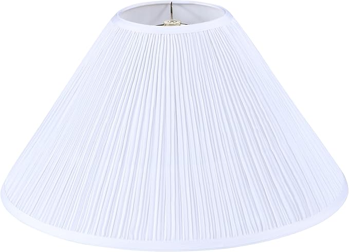 Aspen Creative 33018 Hardback Empire Spider Lamp Shade, Mushroom Pleated in Cotton White Faux Silk Fabric, 6" Top x 19" Bottom x 12" Slant Height