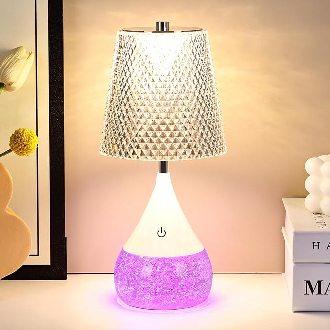 7-Color Changing LED Night Light - Soothing Mood Lamp for Bedroom, Living Room & Office - Relaxing Flashing Glass Decoration Light ((French Country))