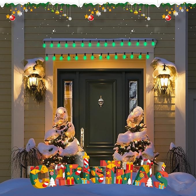 25 Pack C7 Green Replacement Light Bulbs, C7 LED Christmas Blubs for Christmas String Lights, E12 Candelabra Vintage Bulbs for Outdoor String Lights, Green