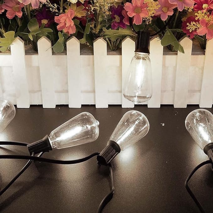10 Pack ST38 Replacement Bulbs,Shatterproof Plastic Vintage LED Edison Bulbs C7/E12 Base 0.6W Clear Energy-Efficient Warm White 2700K for Indoor/Outdoor String Lights