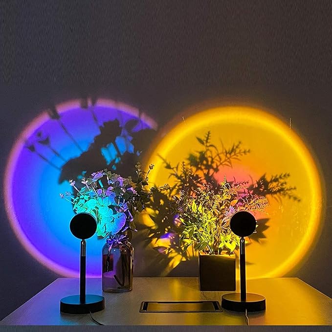 Sunset Lamp Sunset LED Projection 180 Degree Rotation USB Rainbow Projection Lamp Night Light Romantic Projector for Home Party Living Room Bedroom Decor (Rainbow)