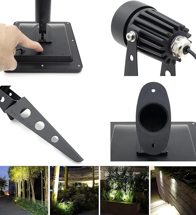 Mini 50X Twin Solar-Powered Flag Pole Light Cast Aluminium Cool White LED Spotlight 60-100 Lumen Per Light Fixture for Outdoor Garden Yard Landscape Downlight