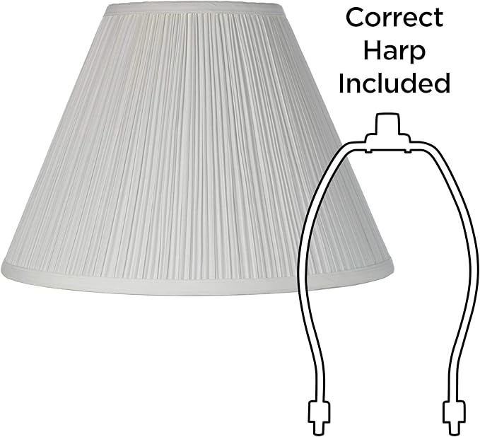 6 1/2" Top x 15" Bottom x 10 1/2" High x 11" Slant Lamp Shade Replacement Large White Empire Mushroom Round Traditional Linen Pleated Spider Harp Finial - Springcrest