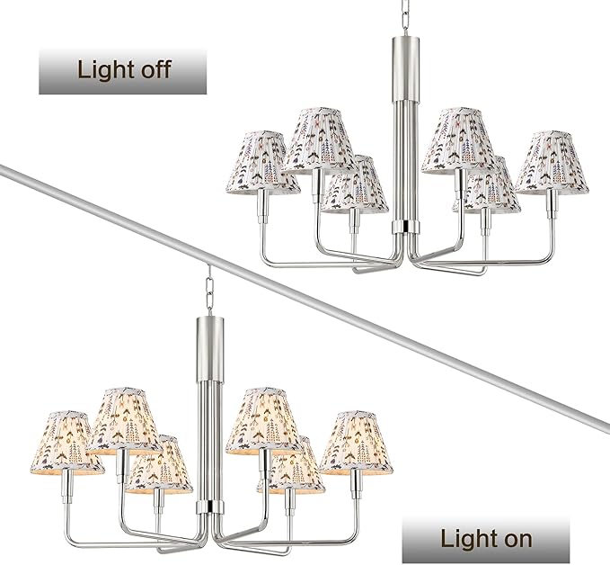 Chandelier Shades Set of 6,Mini Lamp Shade 3" Top x 6" Bottom x5" Slant,Small Lamp Shades Clip On Bulb,Pleated Chandelier Lamp Shades,Fabric Lampshades That Attach to The Bulb(White Floral)