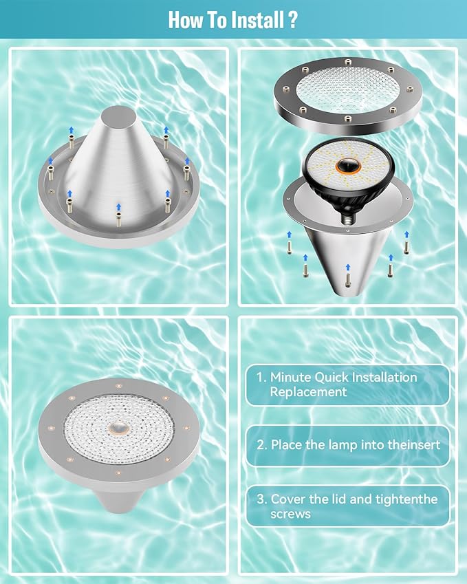 Led Pool Lights for Inground Pool, 120V 70W RGB LED Color Changing Lights Medium E26/E27 Base Underwater Pool Light Bulb with Remote Control Replacement Lamps, Matte Black