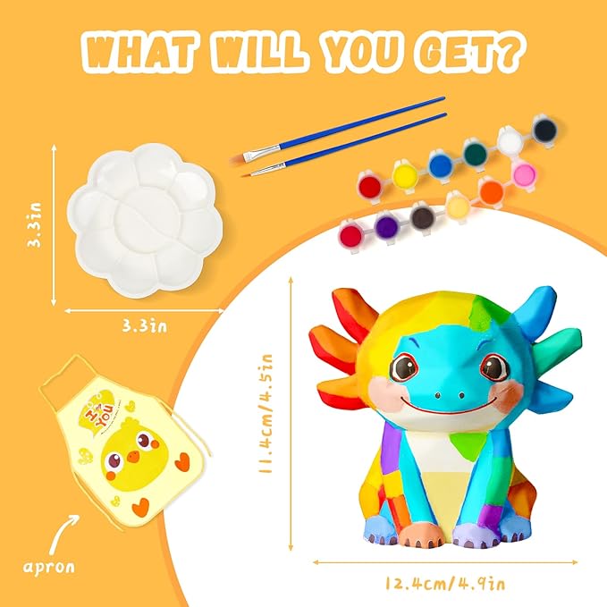 Paint Your Own Axolotl Lamp Kit, Arts and Crafts for Kids Ages 8-12, Arts and Crafts for Kids 4-6, Axolotl Night Light Painting Kit for Kids, Art Supplies for Girls Boys Birthday Ages 3 4 5 6 7 8 9+