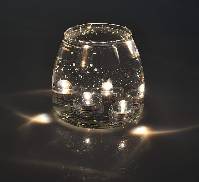 SAMYO Set of 12 Waterproof Wedding Submersible Battery LED Tea Lights Underwater Sub Lights- Wedding Centerpieces Party Decorate (Warm White)