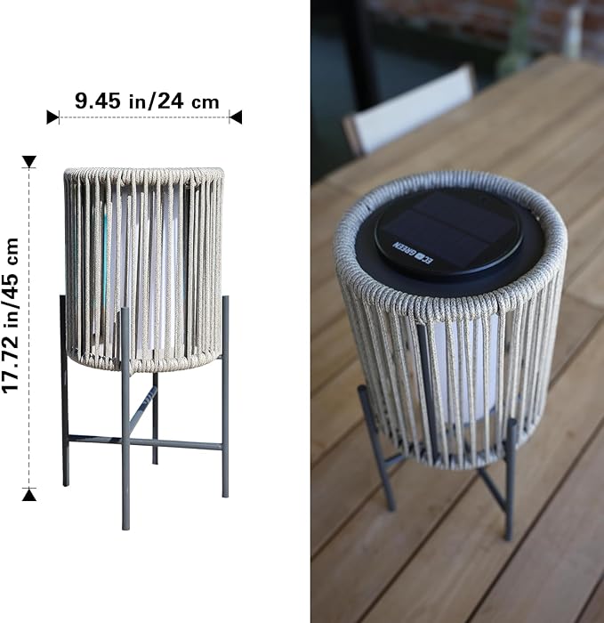EcoGreen Solar Floor Lamp, 9.45 x 17.72in Outdoor Balcony Decorative Light, Patio LED Solar Light,8~10hrs Auto Operation, Waterproof, Warm White Glow