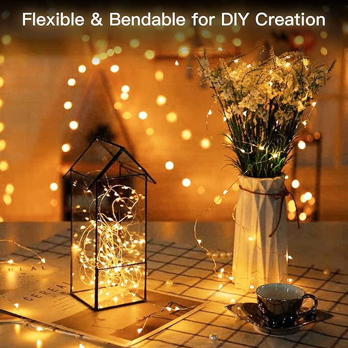 Christmas Twinkle Lights, 72 Ft 200 LED Twinkle String Lights, Fairy Light with Plug in, Copper Wire String Lights for Bedroom Party Christmas Tree Warm White