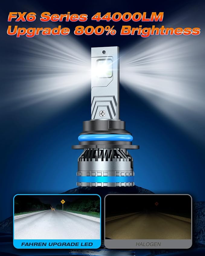 FAHREN 9007/HB5 Fog Light Bulbs, 120W 32000 Lumens Bright Lighting Bulbs, 6500K Cool White Headlight IP68 Waterproof, Quick Installation, Pack of 2