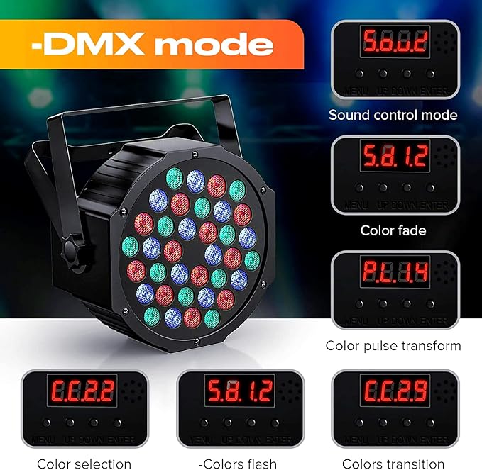 Rechargeable Stage Par Lights U`King RGB 36 LED Uplights Battery Powered with RGB 36W DJ Uplights Sound Activated Control for Wedding DJ Disco Events Halloween Church Live Party - 20 Pack