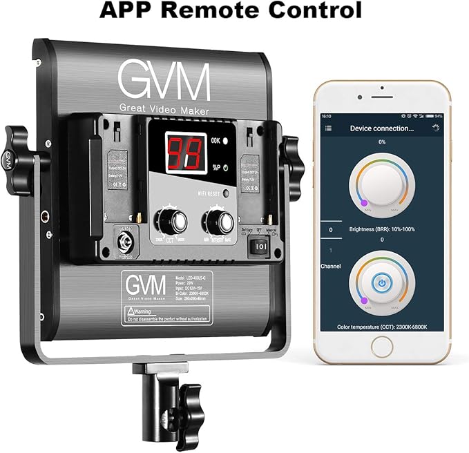 GVM 3 Pack LED Video Lighting Kits, Bi-Color Variable 2300K~6800K with Digital Display, 10~100% Brightness, CRI97+ TLCI97 Led Video Light Panel, Barndoor, App Control