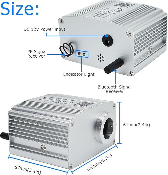 AZIMOM 10W Twinkle Fiber Optic Starlight Box Sound Activated RGBW Fiber Optic Light Source APP/Remote Control Light Engine Driver for Car Home Ceiling Star Lighting Decor