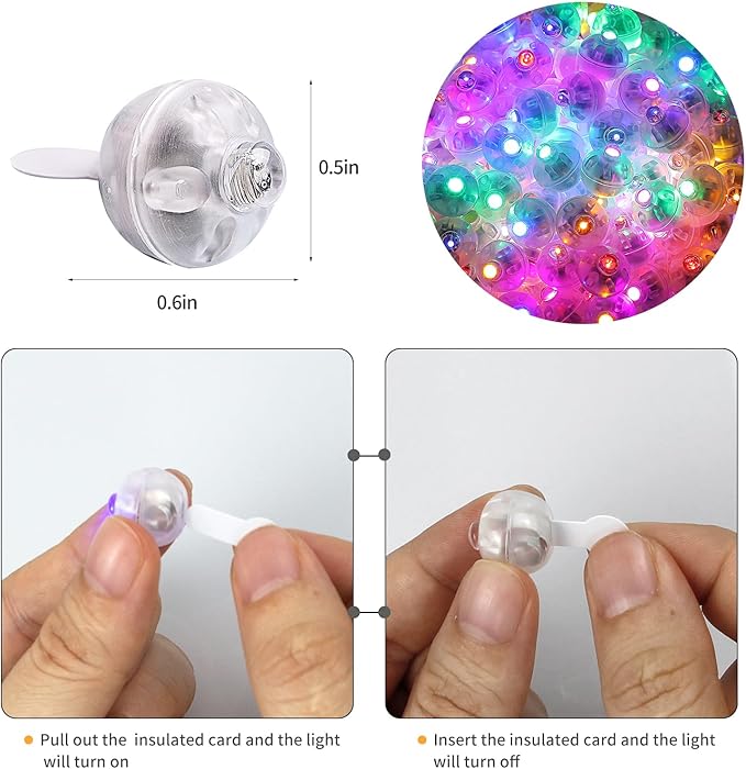 Aogist 200pcs 10-Colors Mini Lights with Hook,Long Standby Time Waterproof LED Balloon Light,Battery Powered,Ball Lamp for Balloon Paper Lantern Birthday Party Christmas Halloween