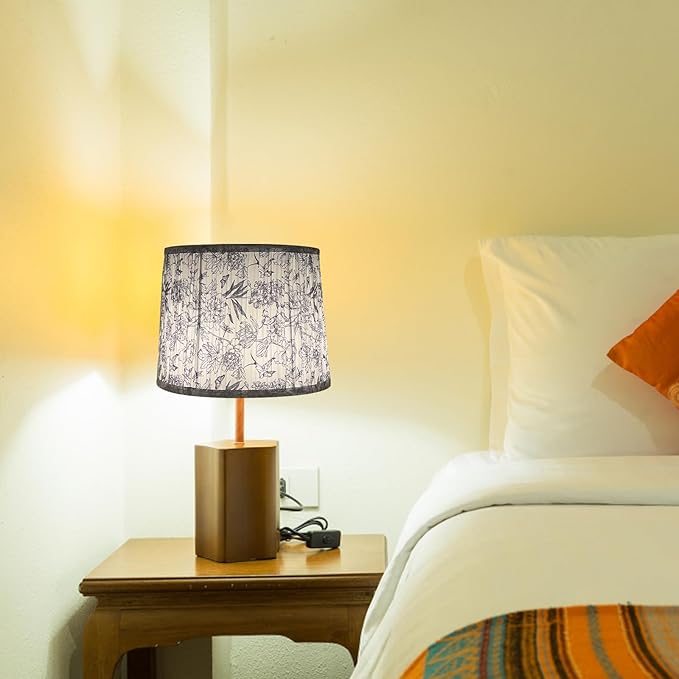 TOOTOO STAR Printed Drum Lamp Shades, pleated lampshade for table and floor lamps, 10.5" top x 12" bottom x 9" high modern Small fabric shades, requires simple assembly