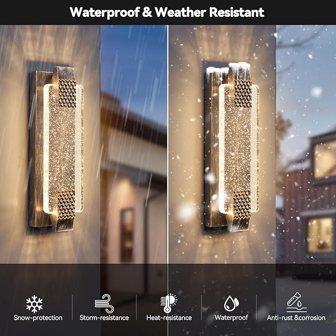 camuucci Dusk to Dawn Outdoor Light,15.7 Inches LED Porch Lights Outdoor Waterproof Modern Outside Sconce Wall Mount for Doorway Hallway Porch Patio Yard Doorway Bronze