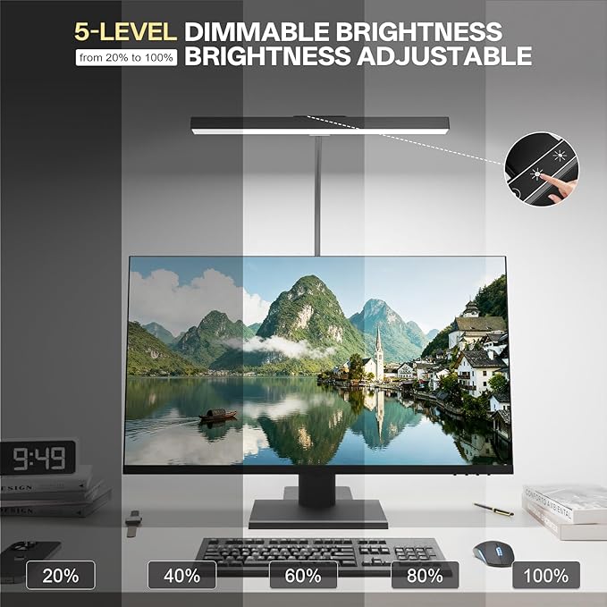 Kary LED Desk Lamp with Base,Eye-Care Architect Light for Home Office,12W Task Lamp with Adjustable Flexible Gooseneck USB Adapter Touch Control 5 Dimmable Color & Brightness Tall Lamp for Work,Study