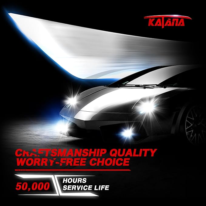 KATANA 9005 9006 Fog Light Combo, 800% Brightness 6500K White Plug and Play Mini Size Fog Bulb Pack of 4