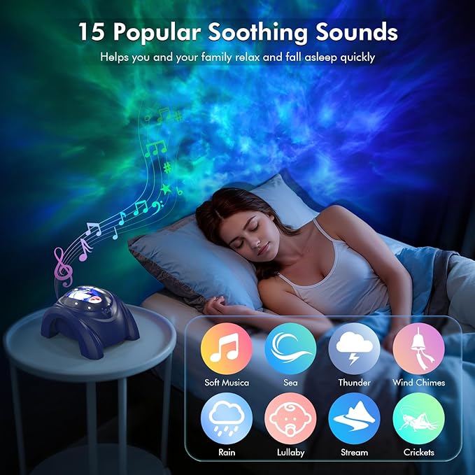 Rossetta Dual Lens Galaxy Projector, Star Projector for Bedroom with White Noise & Bluetooth Speaker, Remote, Timer, Aurora & Nebula Night Light for Easter, Party, Yoga, Gifts for Kids Adult Teen