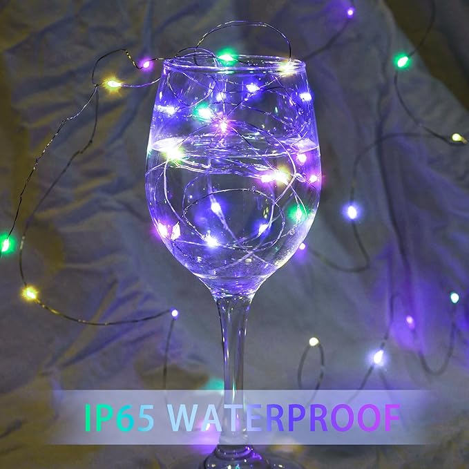 Fairy Lights 7Ft 20 LED Twinkle String Lights 3 Modes Battery Operated Waterproof Firefly Starry for Mason Jar Party Wedding Easter Valentines Day Table Centerpieces(Rainbow-Pastel, 24 Pack)