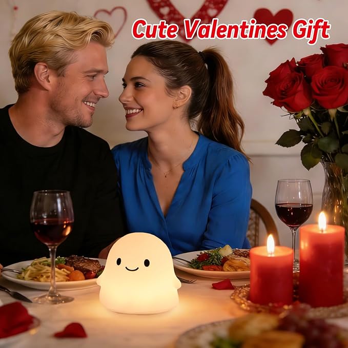 Ghost Night Light, Squishy Halloween Gifts with 50Hrs Battery, Tap Control 2 Brightness, 30Min Auto-Off, Rechargeable Cloud Lamp for Kids Bedroom, [Women Gifts]