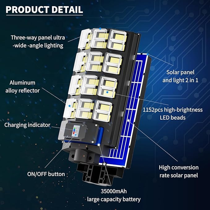 8-Pack 8000W Solar Street Lights Outdoor Waterproof, 1920000LM Dusk to Dawn Street Light Solar Powered, Wide Angle Lamp with Motion Sensor and Remote Control,Solar Parking Lot Light,ect.