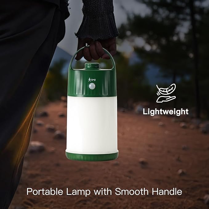 Motion Sensor LED Night Light - Cordless Battery Powered Table Lamp, Portable Lamps Lantern for Outdoor Camping Tents, 4 Brightness Level, Press Dimmable Safe Night Lights, 1 Pack (Green)