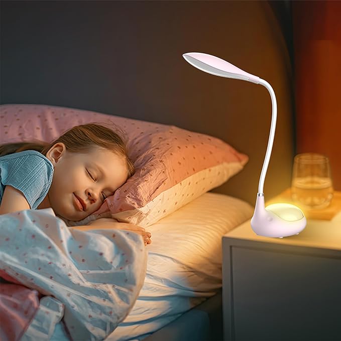 LED Desk Lamp, 2 in 1 Dimmable Reading Lamp, Touch Desk Lamps for Home Office Dorm with 3 Color Modes, USB Rechargeable Night Lights for Kids, Gifts for Boys Girls