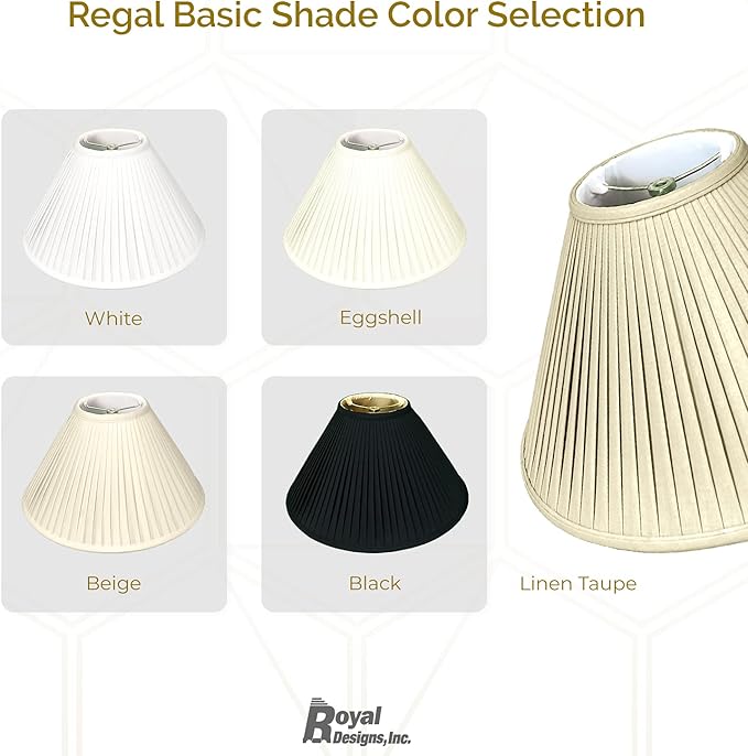 Royal Designs Coolie Empire Side Pleat Basic Lamp Shade, White, 6" x 18" x 11.5, BS-727-18WH
