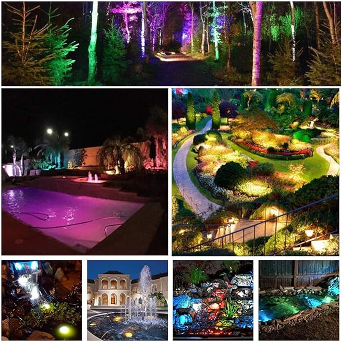 10W 12V 16 Million Colors LED Pond Light- 900LM IP68 Waterproof Outdoor Landscape Light with APP Control and 98.4-Inch Adapter for Landscape Fish Tank Pond Swimming Fountain Garden