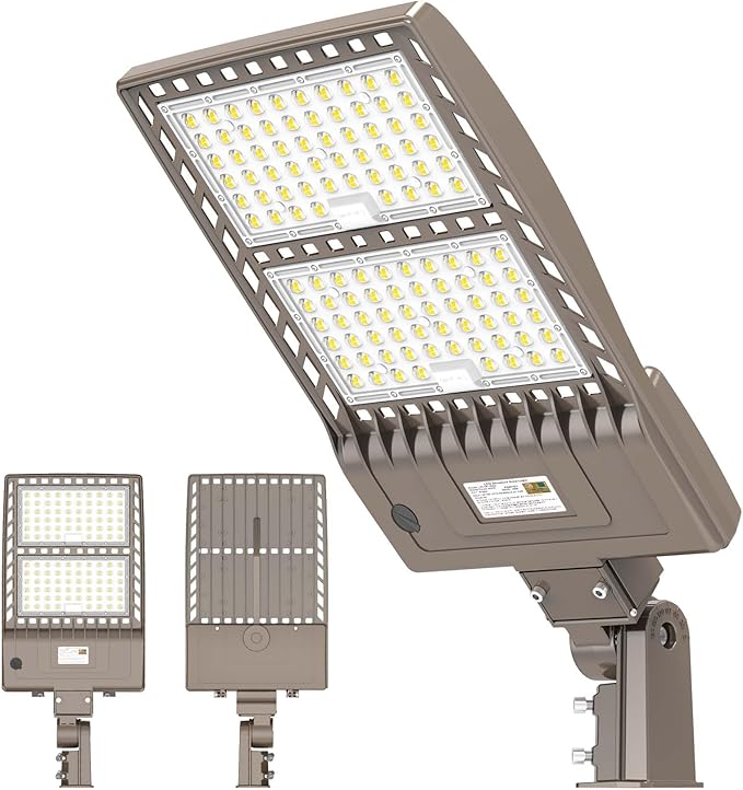 450W LED Parking Lot Light 67500LM 5000K Outdoor Street Area Lighting with Dusk to Dawn Photocell LED Pole Lights 100-277V IP65 Waterproof Commercial Shoebox Light Slip Fitter for Yard, Roadway