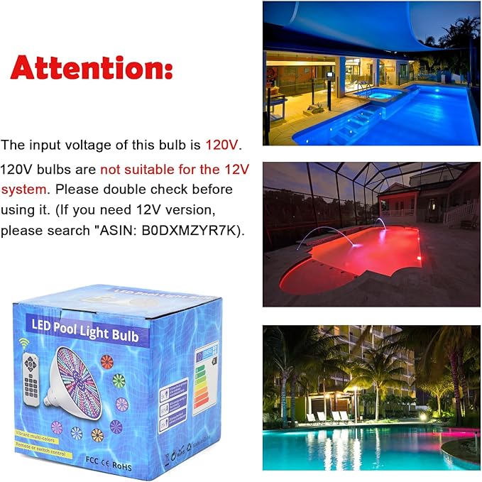 Led Pool Lights for Inground Pool, 120V 50W RGB Color Changing Pool Light Bulb, E26 Replacement Bulbs for 500W Pentair and Hayward Fixture with Remote Control