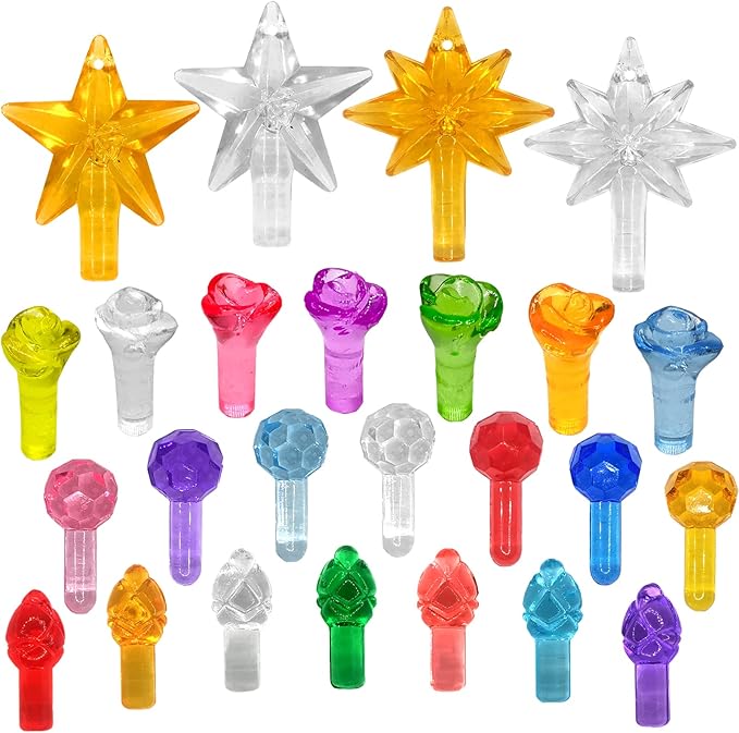 214Pcs Ceramic Christmas Trees Small Replacement Lights Bulbs/Tree Pegs for Decoration Night Lights Including Flame/Round Ball/Rose & 4PCS Modern Star (Pentagram and Heptagram)