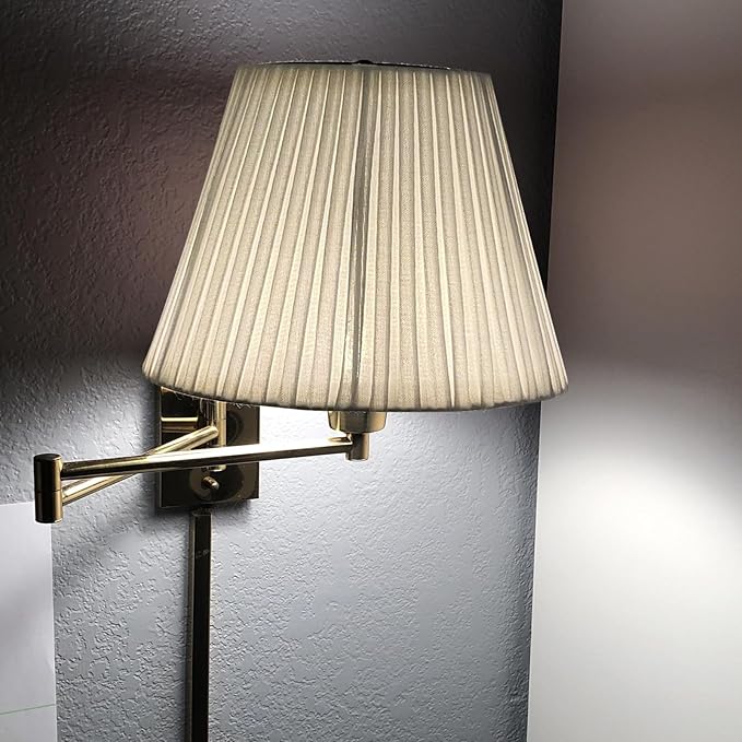 TOOTO STAR 6" Top x 10" Bottom x 7.5" High Small Lamp Shade,White Pleated Bell Shade for Table Lamps, Floor Lamps and Bedside Lamps (Spider Fitter), Handmade of Natural Linen